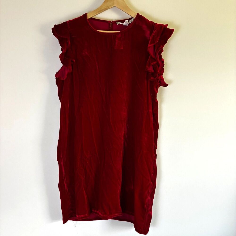 Chelsea & Violet Crushed Velvet Ruffle Flutter Sleeve Cocktail Dress Large